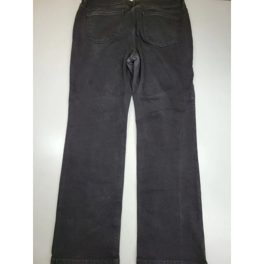 St. John's Bay Straight Leg Jeans Women's Size 16 Black Stretch Mid Rise...